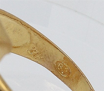 Finger Ring in 875 Gelb Gold mit Zirkonia